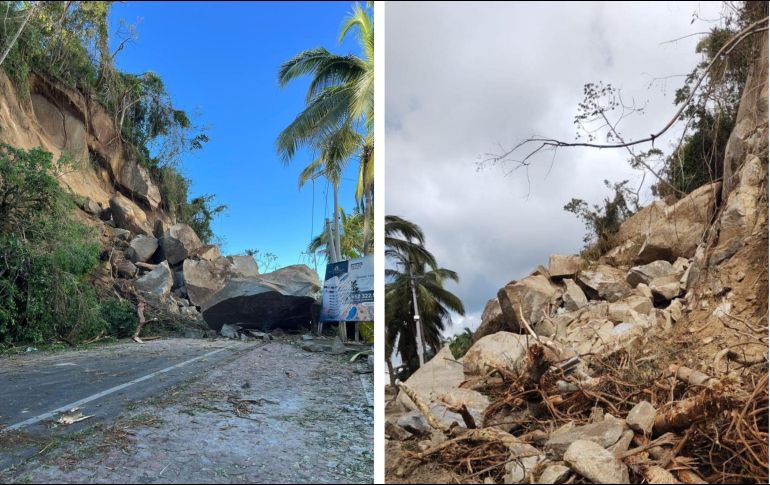 El derrumbe se realizó de forma controlada en el mismo lugar donde en días pasados se bloqueó el paso debido a la caída de grandes piedras como parte de los efectos del huracán 