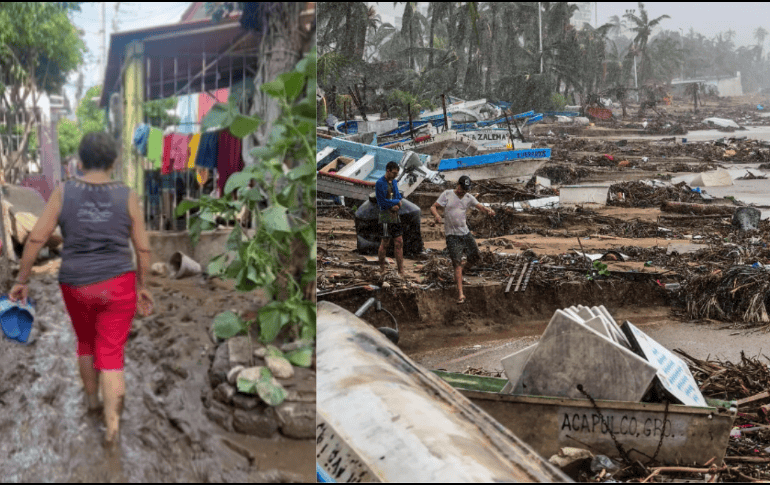 Las zonas rurales aledañas a la Zona Diamante de Acapulco sufrieron grandes daños y los habitantes denuncian que no se ve el apoyo de las autoridades. ESPECIAL/ video y EFE.