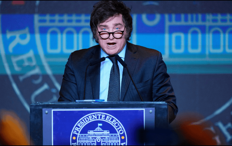 Milei, líder de La Libertad Avanza, asumirá el 10 de diciembre el cargo de presidente de Argentina. AP.