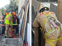 Elementos de la Dirección de Protección Civil y Bomberos de Zapopan acudieron al lugar tras recibir el reporte de una persona atrapada tras el colapso de una obra. ESPECIAL