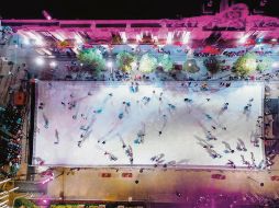 Toma aérea de la pista de hielo ubicada en Paseo Alcalde. CORTESÍA
