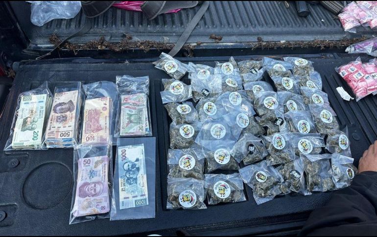 Pese a que los agresores lograron escapar, se decomisaron sustancias ilegales. ESPECIAL / Secretaría de Seguridad de Jalisco