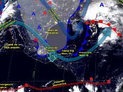 El frente frío 18 ya se encuentra aproximándose al 17. ESPECIAL/ 