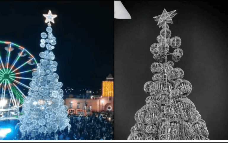 El Gobierno Municipal de Salvatierra apagó el mega-árbol de Navidad instalado en la Explanada del Carmen. ESPECIAL.