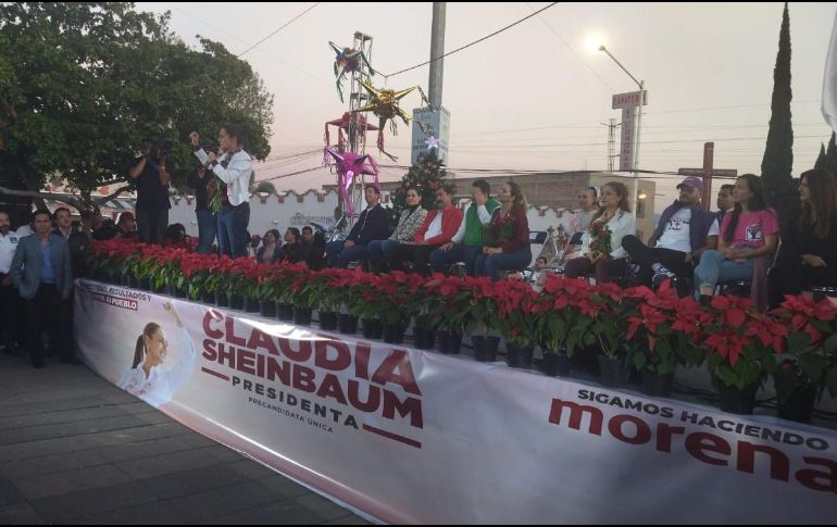 Sheinbaum resaltó que, la oportunidad de que Jalisco tenga una gobernadora beneficiará en que haya mejores gobiernos, mayores oportunidades, apoyos para adultos mayores, estudiantes y personas con discapacidad, entre otros grupos de la población. EL INFORMADOR / M. Hernández