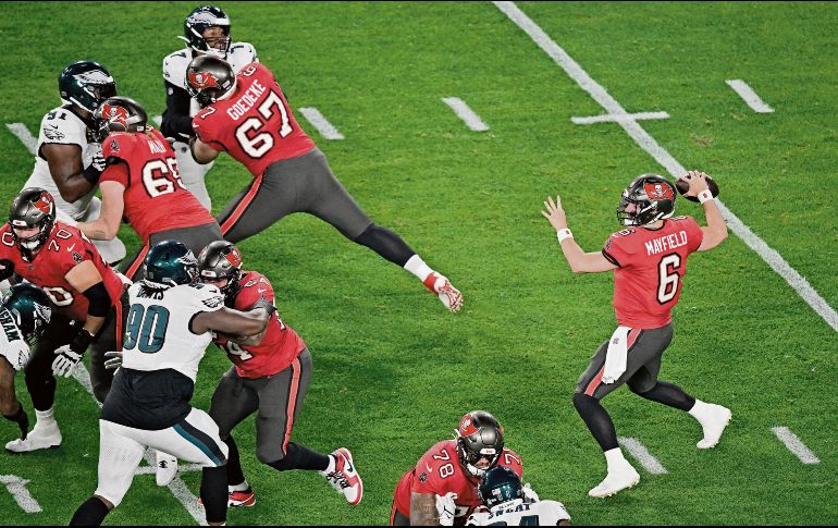 Baker Mayfield tuvo una noche casi perfecta ante Filadelfia. AFP/J. Aguilar