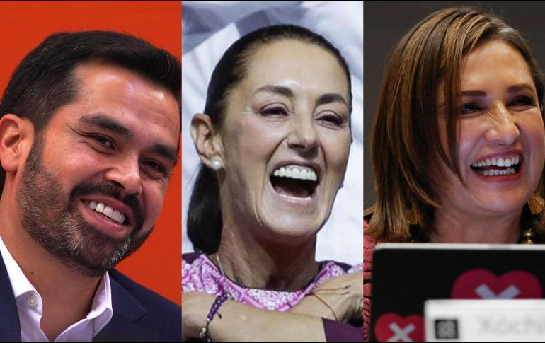 Jorge Álvarez Máynez, Claudia Sheinbaum y Xóchitl Gálvez buscarán la presidencia en las elecciones de junio de este año. ESPECIAL / AP, SUN y EL INFORMADOR