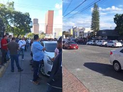 Los manifestantes colocaron sellos en las instalaciones de Uber, además de que bloquearon los dos carriles de la avenida donde mantienen su plantón. ESPECIAL / Unión de conductores de gdl
