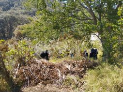 Familiares que conforman el colectivo,  inspeccionaron la zona, acompañados de los elementos de la Fiscalía y de la Comisión de Búsqueda de Personas de la Policía de Zapopan. CORTESÍA