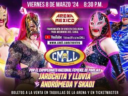 Jarochita y Lluvia expondrán su título nacional de parejas ante Andrómeda y Skadi. TWITTER/CMLL_OFICIAL