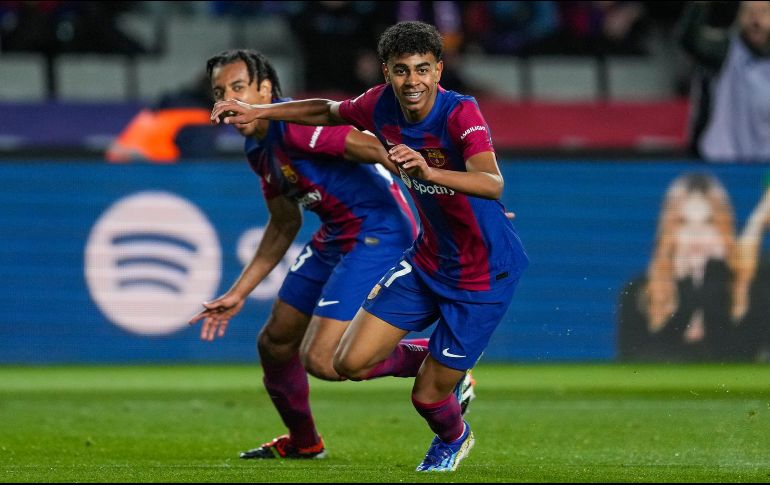 Lamine Yamal marcó un gol de bandera, al poner en la horquilla un disparo ejecutado al minuto 73 del juego ante el Mallorca. EFE/A. García