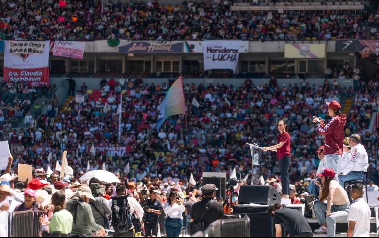 Claudia Sheinbaum, aseguró que las y los michoacanos harán historia el próximo 2 de junio al llevar a la primera mujer a la Presidencia de la República. ESPECIAL