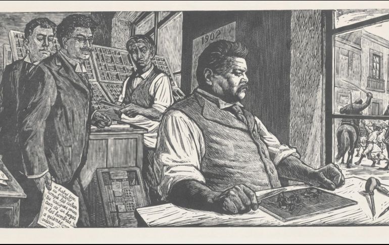 Esta imagen, cortesía del Museo Metropolitano de Arte de Nueva York (NY), muestra una impresión de “Posada en su taller” de Leopoldo Méndez (homenaje a Posada) como parte del obsequio de Pinkowitz al Met en NY. AFP