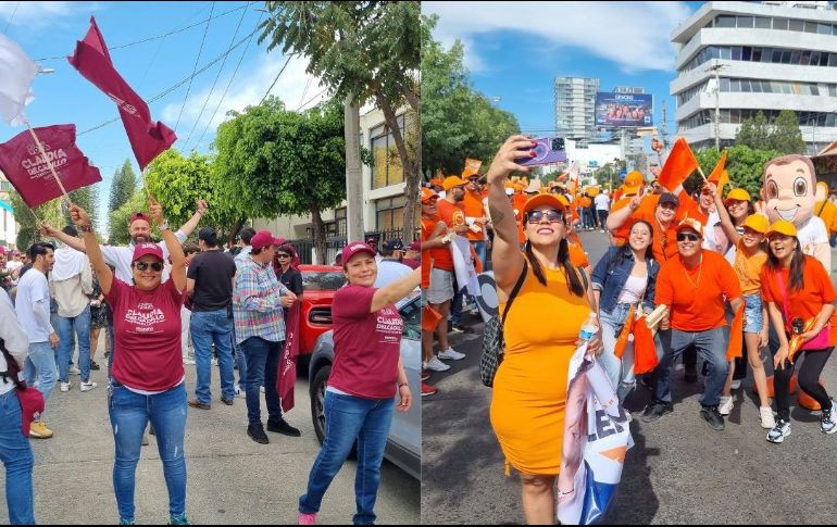 Visiblemente,  el candidato emecista, Pablo Lemus fue el que más arrastre tuvo, pues sus simpatizantes pintaron de naranja la Avenida México, desde Fray de Palacio, hasta Carlos F. de Landeros. EL INFORMADOR / J. DÍAZ