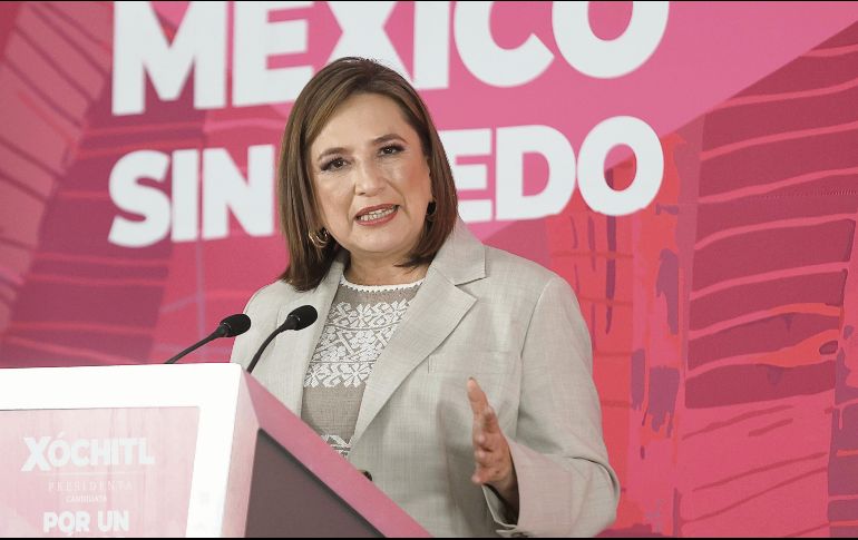 Xóchitl Gálvez Ruiz, durante su “Conferencia de la verdad”. EL UNIVERSAL