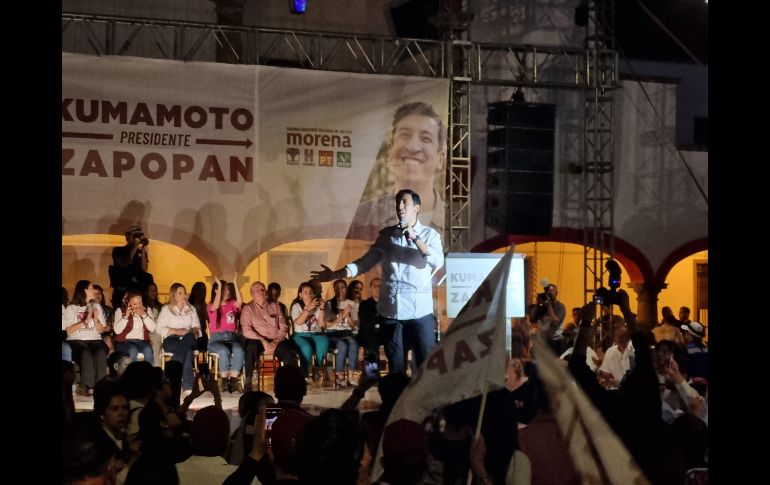 Pedro Kumamoto, candidato a la alcaldía de Zapopan por la coalición Sigamos Haciendo Historia (Morena, PT, Verde, Hagamos, Futuro), prometió que de ganar los comicios del 2 de junio, regresará la tranquilidad a Zapopan. EL INFORMADOR / J. Díaz