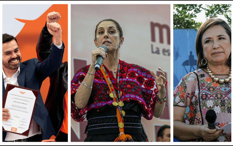 Será el próximo domingo cuando Claudia Sheinbaum, Xóchitl Gálvez y Jorge Álvarez Máynez se presenten a la discusión aprobada por el INE. EFE / ARCHIVO