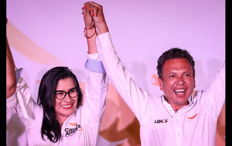 La abanderada naranja arrancó sus actividades proselitistas con un mitin en el Jardín Hidalgo, en el Centro de Tlaquepaque, acompañada del candidato a la gubernatura Pablo Lemus. EL INFORMADOR/ H. Figueroa.