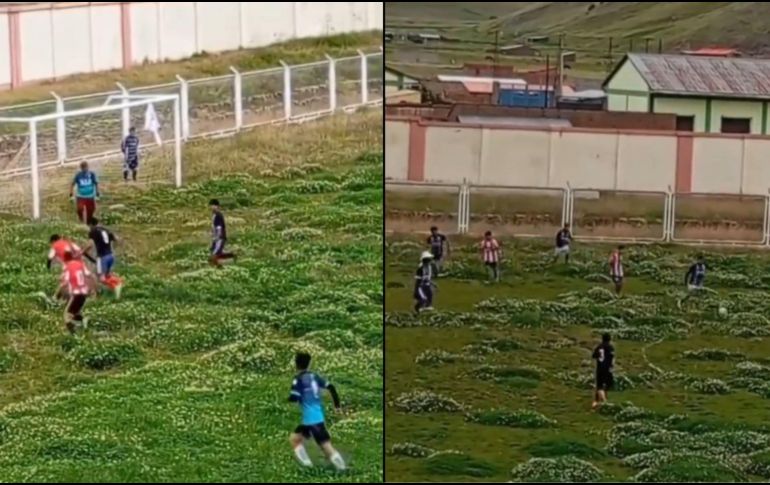 Disputar un encuentro de futbol en una cancha bajo condiciones precarias puede implicar grandes riesgos para los jugadores. ESPECIAL.