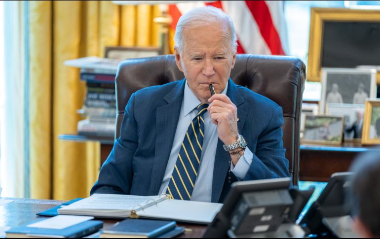 Biden durante su llamada con el primer ministro de Israel, Benjamín Netanyahu. EFE