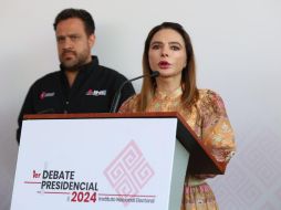 Consejeros ofrecieron una conferencia de prensa y mostrron las instalaciones en donde se realizará el primer debate. SUN/B. Fregoso