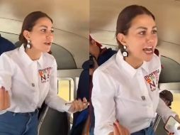 En el video, que se grabó dentro de una camioneta donde viajaba con aproximadamente 15 personas vestidas con chalecos de color guinda y camisas blancas, se observa a Salvatori fingiendo ser una asaltante y utilizando el típico modus operandi de los delincuentes. ESPECIAL