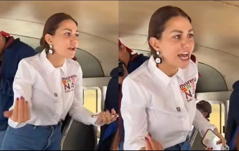 En el video, que se grabó dentro de una camioneta donde viajaba con aproximadamente 15 personas vestidas con chalecos de color guinda y camisas blancas, se observa a Salvatori fingiendo ser una asaltante y utilizando el típico modus operandi de los delincuentes. ESPECIAL