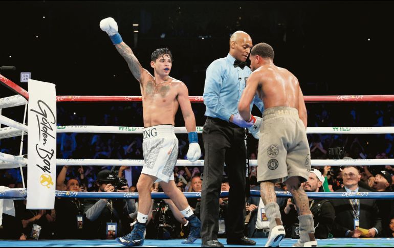 García se impuso por puntuaciones de 115-109, 114-110 y 112-112 y acabó con el invicto de Haney. AFP/A. Bello