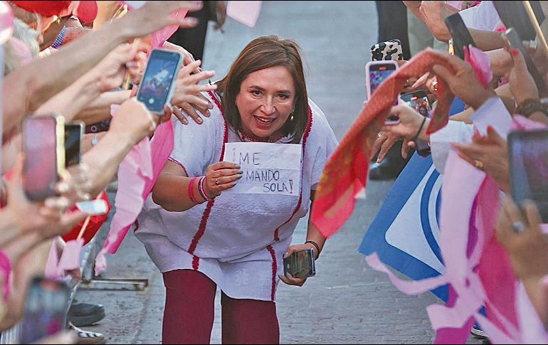 Xóchitl Gálvez encabezó un mitin en el estadio de los Naranjeros en Hermosillo, Sonora. EL UNIVERSAL