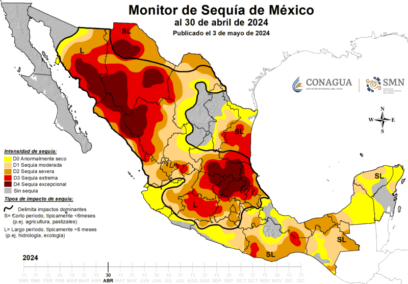 &nbsp;Monitor de Sequía de la Comisión Nacional del Agua (Conagua) 