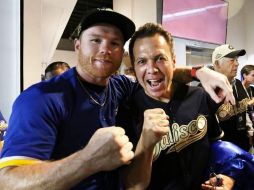 Lemus publicó una foto en la que aparece junto al Canelo Álvarez, para desearle suerte en su pelea de hoy. X/PabloLemusN