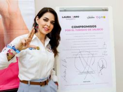 La candidata resaltó la importancia que tiene la entidad a nivel nacional al ser el tercer lugar en México en turistas y pasajeros aéreos. CORTESÍA
