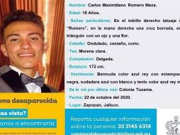 Carlos Maximiliano tenía solo 18 años al momento de la desaparición, el 22 de octubre del 2020. ESPECIAL