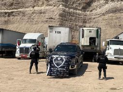 En el lugar, personal operativo de la SSE explicó que durante su patrullaje por la zona, avistaron estacionados varios tractocamiones. ESPECIAL / POLICÍA ESTATAL