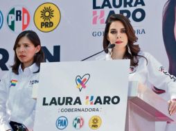 La aspirante del PAN, PRI y PRD a la gubernatura también expuso ayer sus políticas en educación y seguridad. ESPECIAL