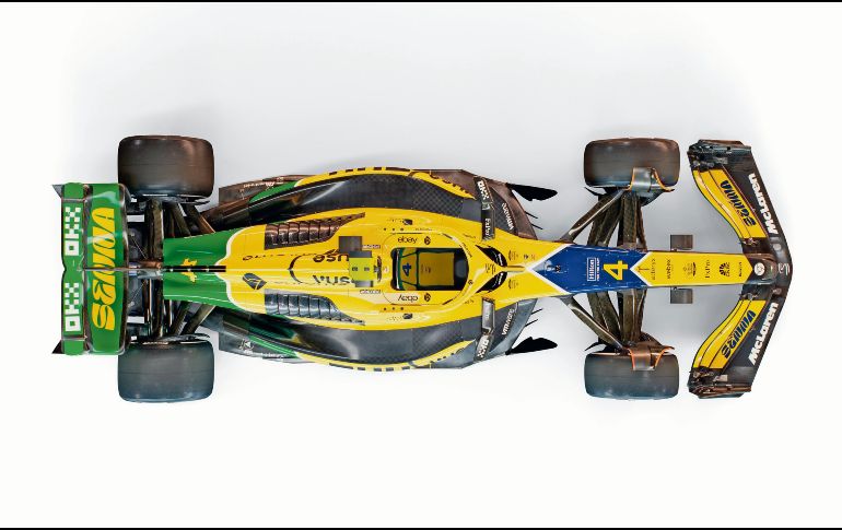 El automóvil usará los colores de la bandera de Brasil, mismos que llevaba Senna en su casco. ESPECIAL
