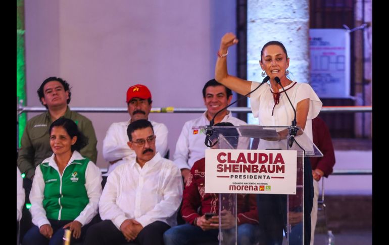 Claudia Sheinbaum fue acompañada por los principales liderazgos morenistas en Jalisco. EL INFORMADOR/ A. Navarro.