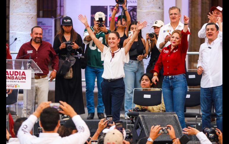 Claudia Sheinbaum fue acompañada por los principales liderazgos morenistas en Jalisco. EL INFORMADOR/ A. Navarro.