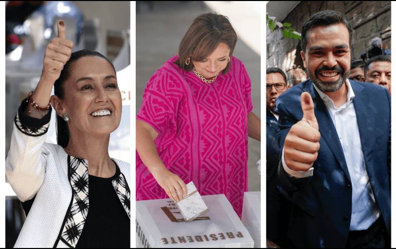 Claudia Sheinbaum, Xóchitl Gálvez y Jorge Máynez emitieron su voto en la jornada electoral de hoy 2 de junio. EFE/ José Méndez / AP Foto/Fernando Llano / EFE/ Isaac Esquivel