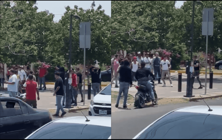 A través de redes sociales se difundió un video del pleito. ESPECIAL.