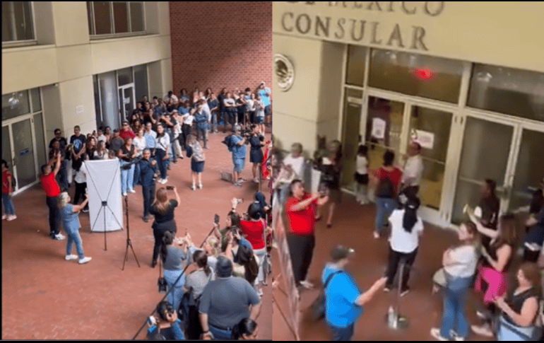 En redes sociales,  se compartió un video de cómo las personas mexicanas cantan Cielito Lindo mientras esperan su turno para votar en Montreal. ESPECIAL.