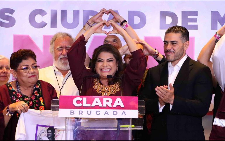 Con el 49 a 52% de las actas capturadas, dan como ganadora en el conteo rápido para la Jefatura de Gobierno de la Ciudad de México, a la candidata Clara Brugada por parte del partido. SUN / ESPECIAL