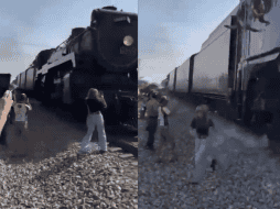 En el video se ve cómo decenas de personas esperan por el paso del tren. ESPECIAL.