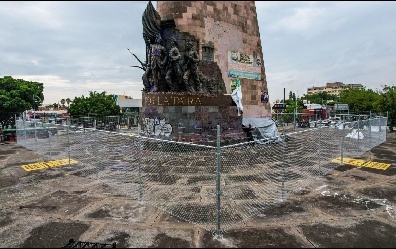 La malla fue colocada a los alrededores de la glorieta, con el fin de prevenir accidentes. EL INFORMADOR / A. NAVARRO