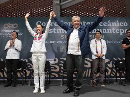 Sheinbaum anunció que dará continuidad al proyecto del tren que busca competir con el canal de Panamá. EFE/Presidencia de México