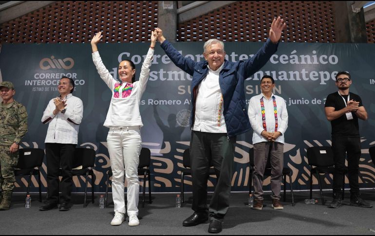 Sheinbaum anunció que dará continuidad al proyecto del tren que busca competir con el canal de Panamá. EFE/Presidencia de México