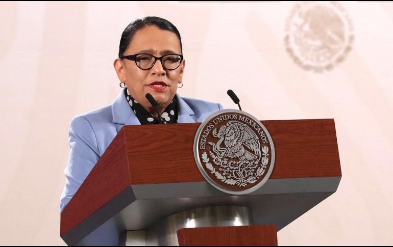 Rosa Icela Rodríguez Velázquez, durante la conferencia de prensa matutina del Presidente Andrés Manuel López Obrador. ESPECIAL/Foto de @rosaicela_ en X