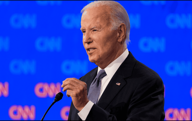 El Presidente Joe Biden durante un el debate presidencial organizado por CNN con el candidato presidencial republicano, Donald Trump. AP/Foto de G. Herbert