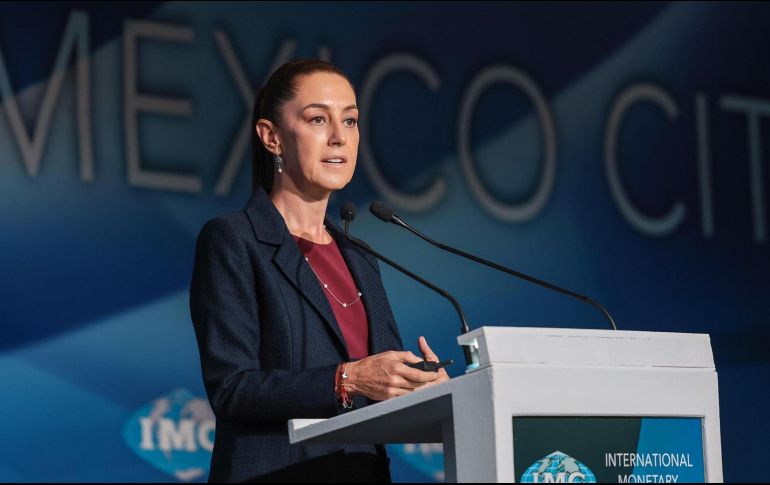 Claudia Sheinbaum se reunió ayer con 150 líderes bancarios de la International Monetary Conference. EFE/Casa de Campaña de Claudia Sheinbaum