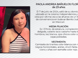 Paola Andrea Bañuelos, abordó un taxi de aplicación y desapareció en Mexicali. ESPECIAL.